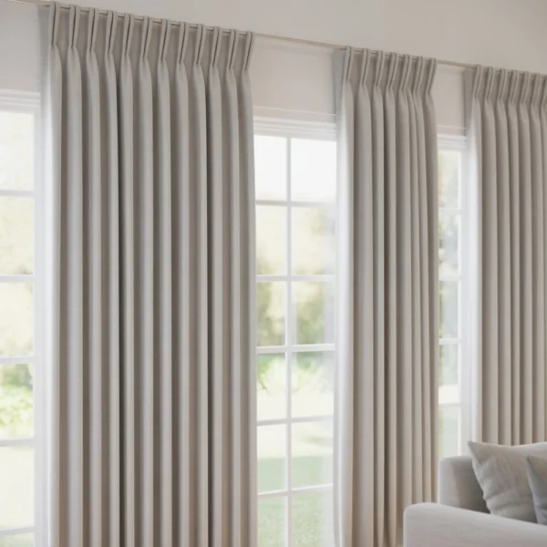 Fabric Curtain - Pinch Pleat - Light Grey