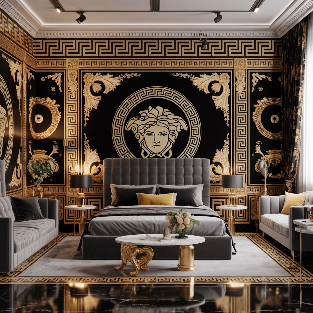 versace wallpaper black and gold