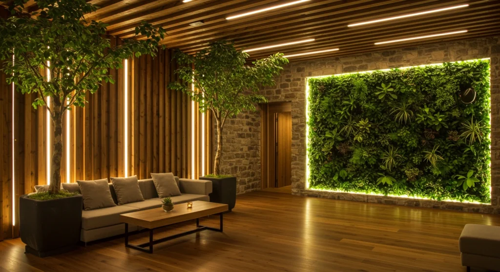 biophilic lighting room design